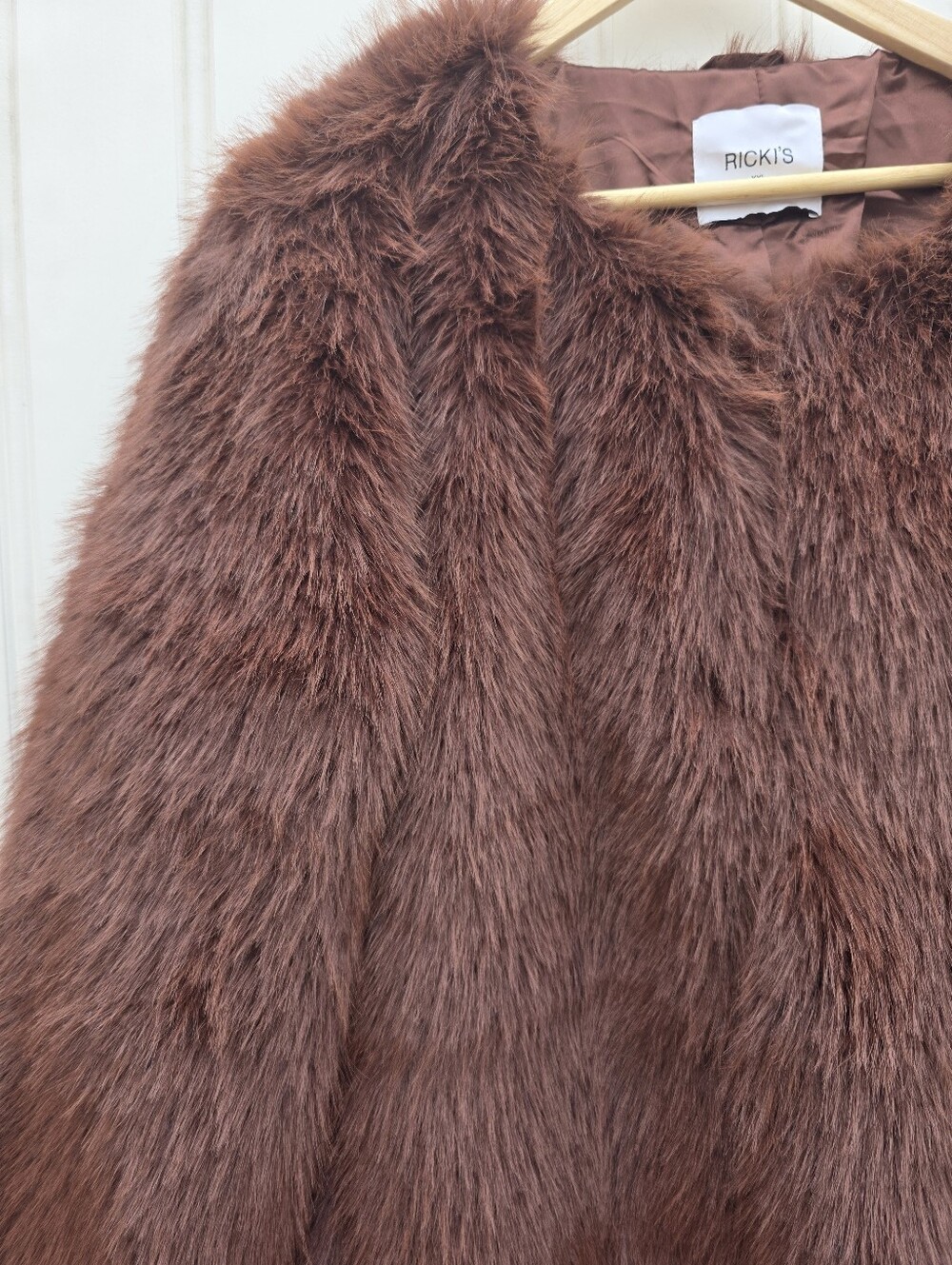 Ricki's Mia Faux Fur Shaggy Fluffy Brown Coat Womens XXL - Picture 4 of 10